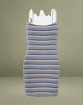 Anzhelina Strappy Mini Dress in Multi Blue Stripe