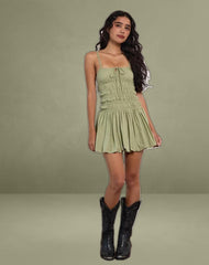 Rasmil Bubble Hem Mini Dress in Sage Green