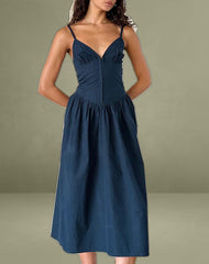 Krista Maxi Dress in Poplin Navy