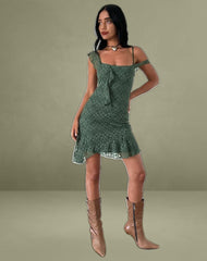 Jati Mini Dress in Sage Canina Rose Lace