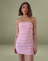 Dema Mini Dress in Jacquard Pink Stripe