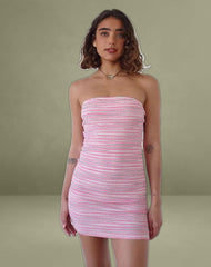 Dema Mini Dress in Jacquard Pink Stripe