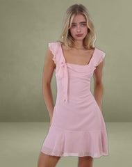 Binita Mini Dress in Chiffon Peony