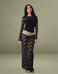 Sophie Unlined Maxi Dress in Black Jasmine Lace