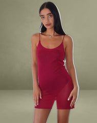 Chiara Mini Dress in Sheer Knit Red