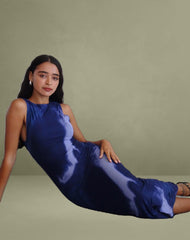 Fayola Printed Maxi Dress in Watercolour Navy