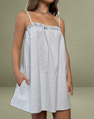 Kamalani Dress in Mini Gingham Blue and Grey