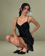 Micaya Mini Dress In Black Botanical Flower