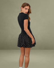 Sherida Bubble Mini Dress in Black Basic Polka