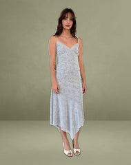 Devon Midi Dress in Flock Chic Petals Grey