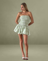 Tilikum Mini Dress in Table Cloth Neo Mint