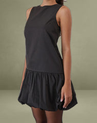 Tamilo Bubble Hem Mini Dress in Black