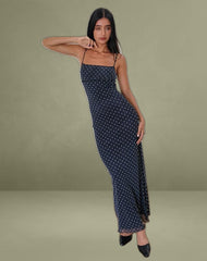 Darsih Maxi Dress in Heart Flock Navy and Yellow