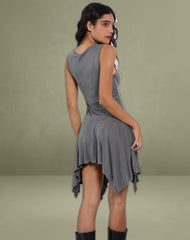 Briar Waterfall Mini Dress in Cupro Grey
