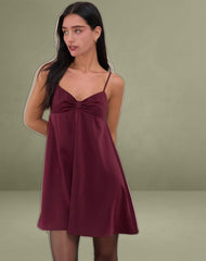 Rafaila Mini Slip Dress in Satin Burgundy