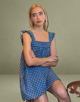 Sanaly Mini Dress in Navy Tartan Rami
