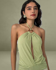 Saira Halter Neck Mini Dress in Sage