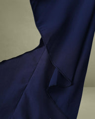 Navy V Neck A-Line Ruffle Maxi Dress