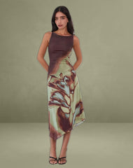 Aysun Midi Dress in Lumen Mesh Brown