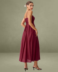 Red Sweetheart Neck Slip Maxi Dress