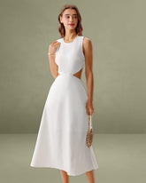 White Cutout Sleeveless Midi Dress