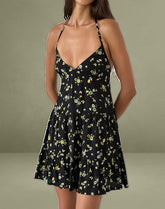 Siskana Mini Dress in Lemon and Lime Black