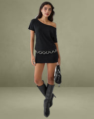 Edwina Off The Shoulder Mini Dress in Black