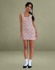 Camina Dress in Summer Strawberry Off White