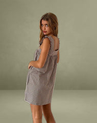 Sanaly Mini Dress in Mini Gingham Brown