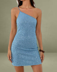Hamal Mini Dress in Sequin Blue