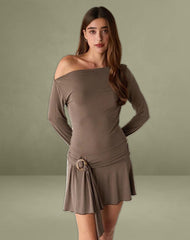 Aleida Belted Mini Dress in Cupro Mink