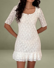 Fredrika Mini Dress in Lace Ivory