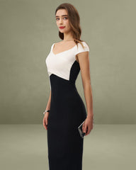 Black Contrast Bodycon Slip Sweater Dress