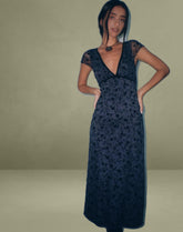 Vilinia Midi Dress in Pretty Petal Flock Black