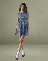 Sokasi Mini Dress in Navy Tartan