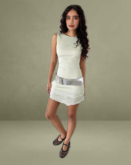 Renata Mini Dress in Ivory Shimmer Rib