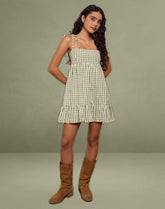 Nikita Mini Dress in Green Check