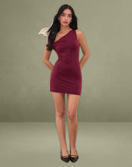 Leona Twist Mini Dress in Wine Red