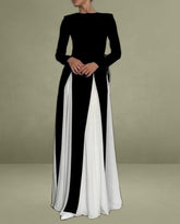 Black Contrasting A-Line Maxi Dress