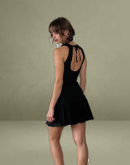 Ayosa Backless Mini Dress in Black