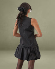 Tamilo Bubble Hem Mini Dress in Black