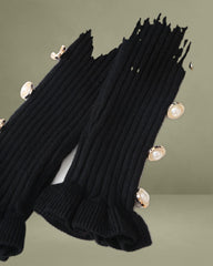 Black A-Line Ruffle Sweater Dress