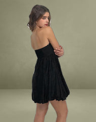 Richie Mini Dress in Satin Jacquard Black
