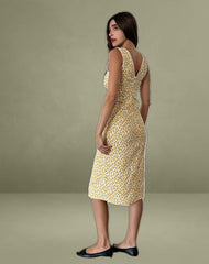 Lavisha Midi Dress in Yellow Cosmos Garden