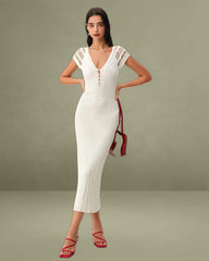 White Crochet Bodycon Sweater Dress