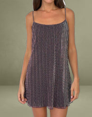 Cheria Mini Dress in Shimmer Plisse Brown