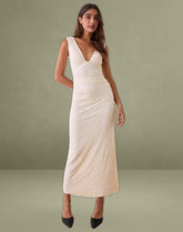 Gerda Maxi Dress in Floral Flock Cream