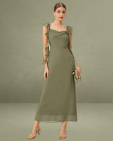 Green Chiffon Cowl Neck Maxi Dress