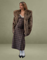 Delfina Midi Dress in Lace Brown Check