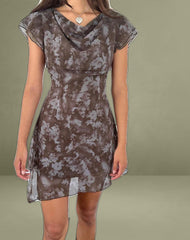 Valencia Mini Dress in Botanical Shadow Brown